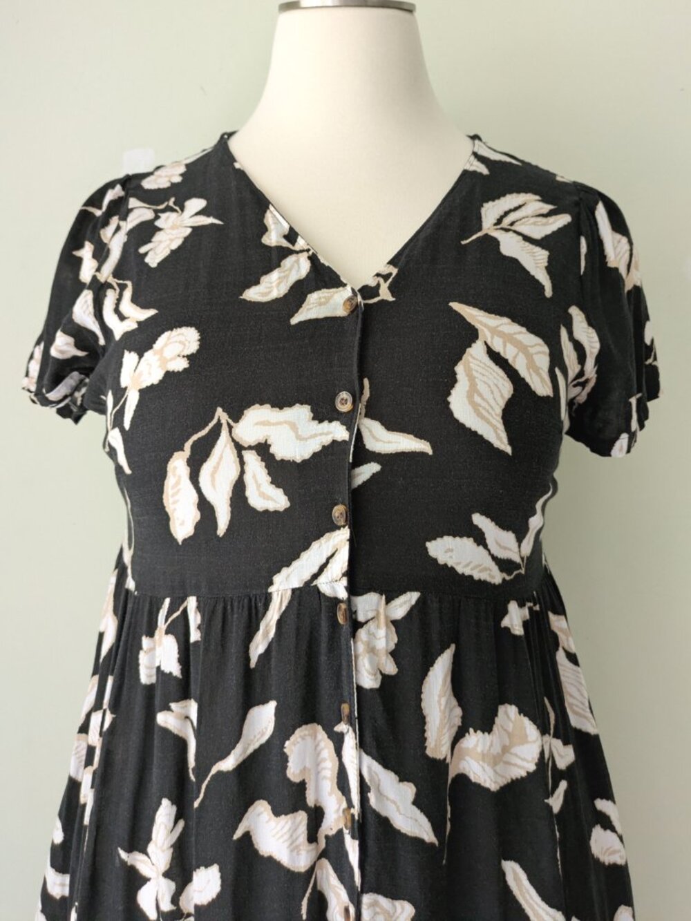 Sonoma Black Floral Tiered Midi Shirt Dress Sundress XL - Picture 3 of 8